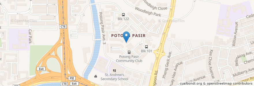 Mapa de ubicacion de Potong Pasir Neighbourhood Police Post en Singapore, Central.
