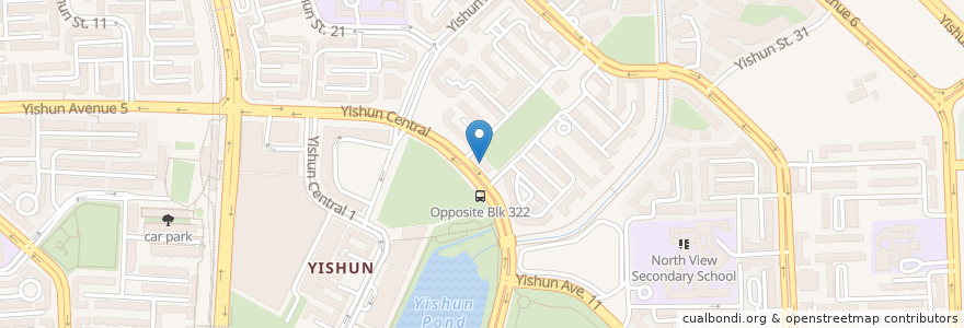 Mapa de ubicacion de Yishun North Neighbourhood Police Centre en Singapour, Northwest.