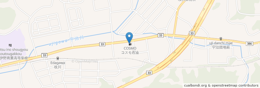 Mapa de ubicacion de コスモ石油 en Jepun, 高知県, 吾川郡, いの町.