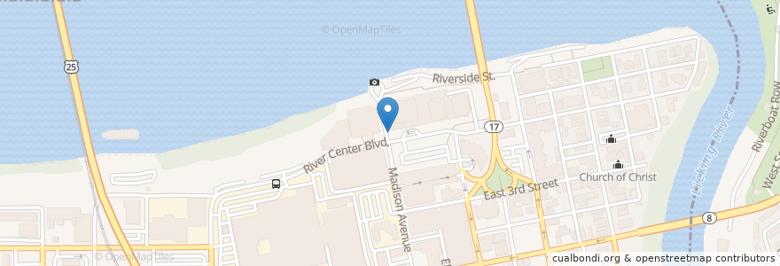 Mapa de ubicacion de Red Bike - RiverCenter & NKY Convention Center en Amerika Birleşik Devletleri, Kentucky, Kenton County, Covington.