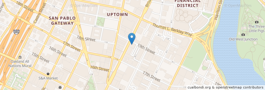 Mapa de ubicacion de Oaksterdam University en Verenigde Staten, Californië, Alameda County, Oakland.