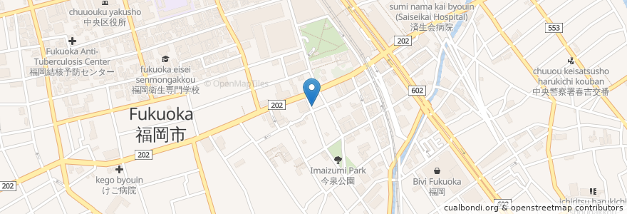 Mapa de ubicacion de 成吉 今泉店 en 日本, 福岡県, 福岡市, 中央区.