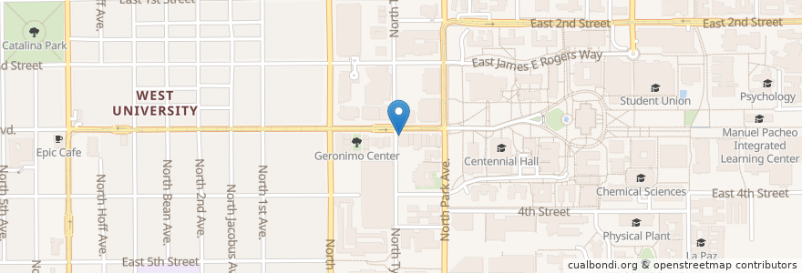 Mapa de ubicacion de Dunkin Donuts/Baskin Robbins en アメリカ合衆国, アリゾナ州, Pima County, Tucson.