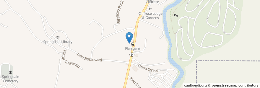 Mapa de ubicacion de Spotted Dog Cafe en アメリカ合衆国, ユタ州, Washington County, Springdale.