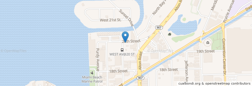 Mapa de ubicacion de jugofresh en Verenigde Staten, Florida, Miami-Dade County, Miami Beach.