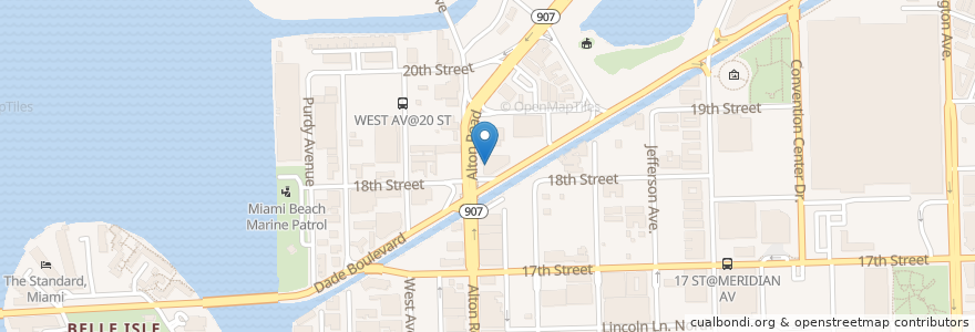 Mapa de ubicacion de Chase en Amerika Syarikat, Florida, Miami-Dade County, Miami Beach.