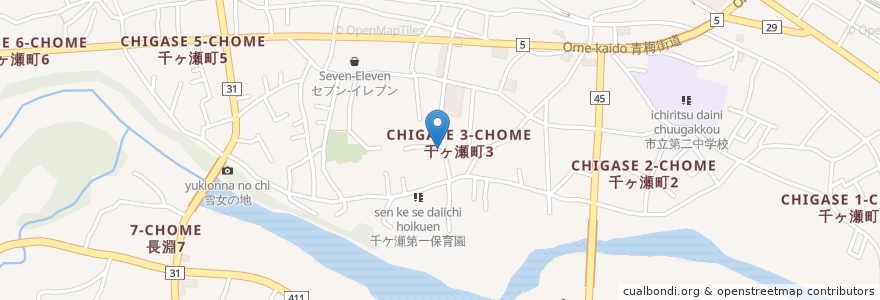 Mapa de ubicacion de 手もみらあめん 十八番 en 일본, 도쿄도, 青梅市.