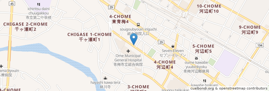 Mapa de ubicacion de オリーブ薬局 en اليابان, 東京都, 青梅市.