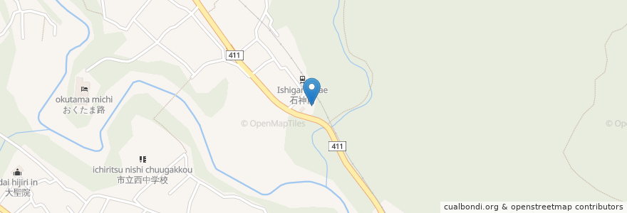 Mapa de ubicacion de 石神社 en Japan, 東京都, 青梅市.