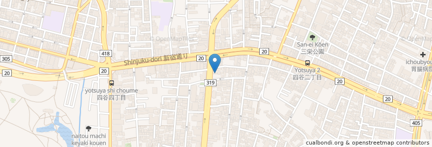 Mapa de ubicacion de 熱中屋 en 일본, 도쿄도, 신주쿠.
