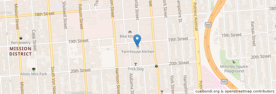 Mapa de ubicacion de Farmhouse Kitchen en Vereinigte Staaten Von Amerika, Kalifornien, San Francisco, San Francisco.