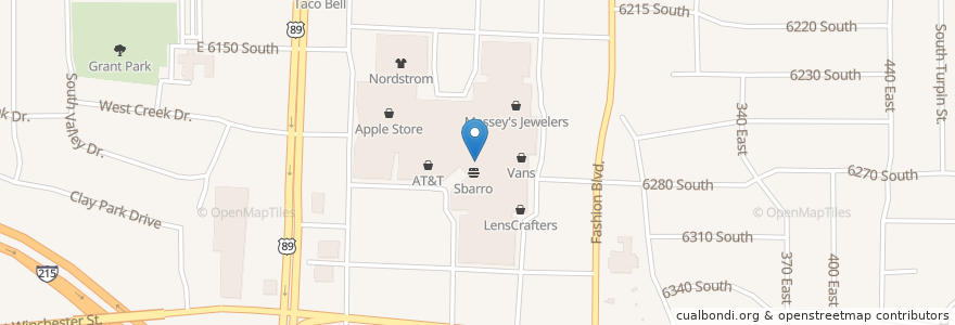 Mapa de ubicacion de Hot Dog on a Stick en 미국, 유타 주, Salt Lake County, Murray.