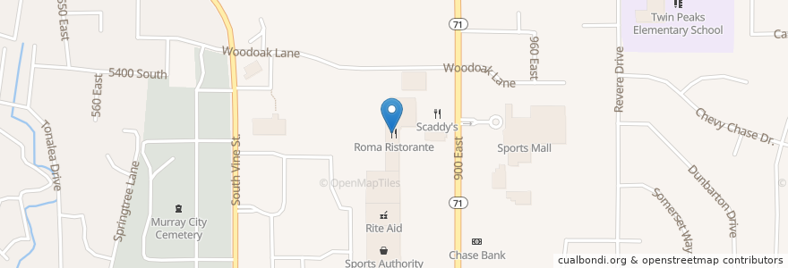 Mapa de ubicacion de Roma Ristorante en 미국, 유타 주, Salt Lake County, Murray.