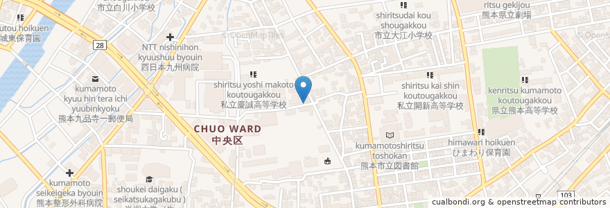 Mapa de ubicacion de 中央区 en Jepun, 熊本県, 熊本市, 中央区.