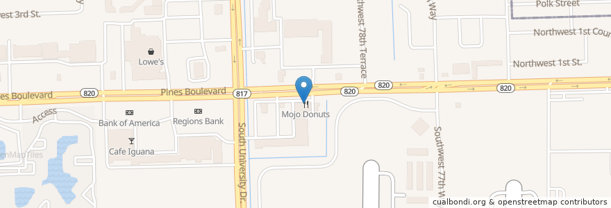 Mapa de ubicacion de Mojo Donuts en Estados Unidos De América, Florida, Broward County, Pembroke Pines.