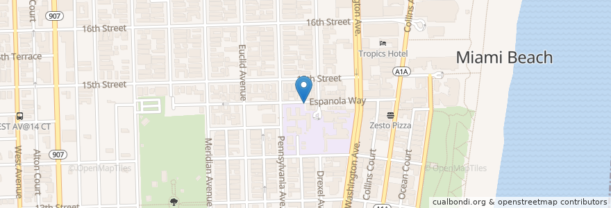 Mapa de ubicacion de A La Folie Cafe en United States, Florida, Miami-Dade County, Miami Beach.