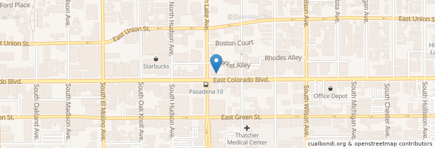 Mapa de ubicacion de Opus Bank en Verenigde Staten, Californië, Los Angeles County, Pasadena.