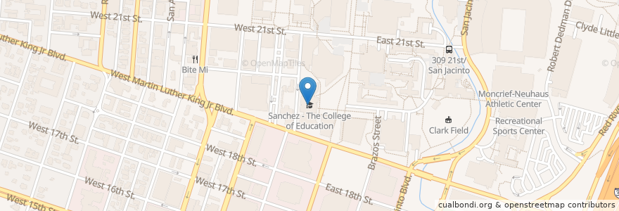 Mapa de ubicacion de Sanchez - The College of Education en Vereinigte Staaten Von Amerika, Texas, Travis County, Austin.
