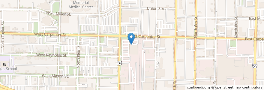 Mapa de ubicacion de Caribou Coffee en United States, Illinois, Sangamon County, Springfield.