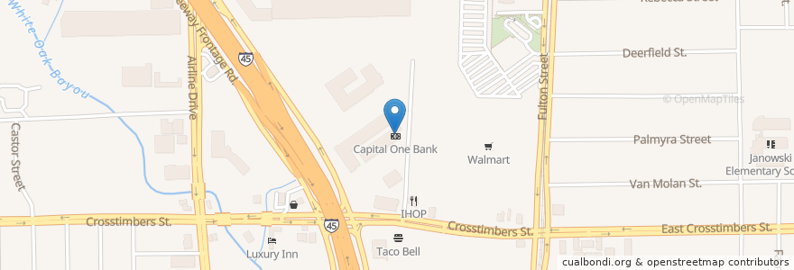 Mapa de ubicacion de Capital One en United States, Texas, Houston, Harris County.