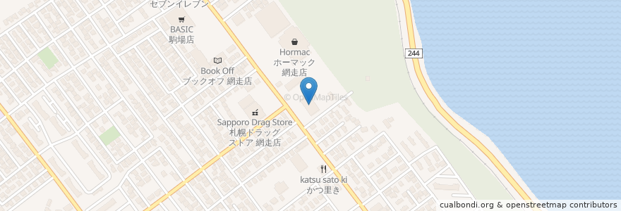 Mapa de ubicacion de ツルハドラッグ つくしケ丘店 en 日本, 北海道, オホーツク総合振興局, 網走市.