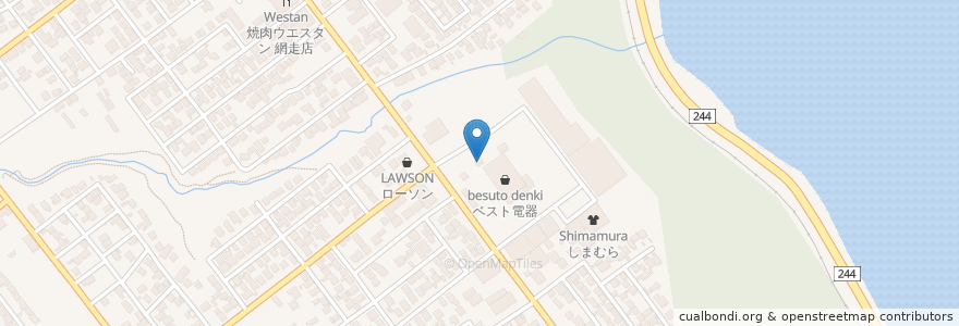 Mapa de ubicacion de スープカリー木多郎 en 日本, 北海道, オホーツク総合振興局, 網走市.