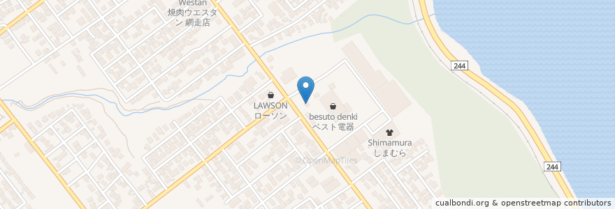 Mapa de ubicacion de さんぱちラーメン 網走店 en 日本, 北海道, オホーツク総合振興局, 網走市.