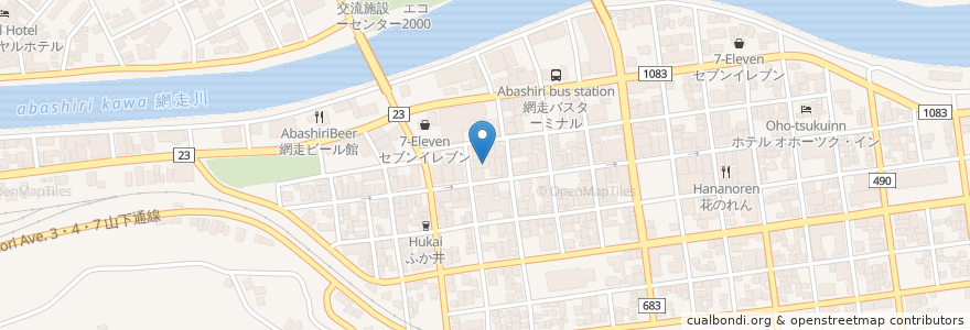 Mapa de ubicacion de つぼ八 網走店 en Япония, Хоккайдо, Округ Охотск, Абасири.