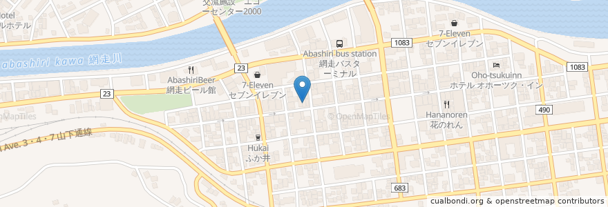 Mapa de ubicacion de レストラン ホワイトハウス en Jepun, 北海道, オホーツク総合振興局, 網走市.