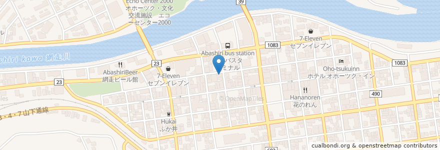 Mapa de ubicacion de 焼肉倶楽部 てやん en Japonya, 北海道, オホーツク総合振興局, 網走市.