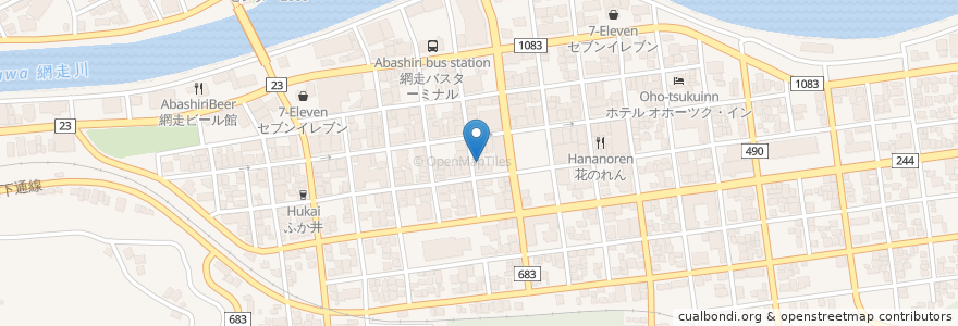 Mapa de ubicacion de 食事処いしざわ en Japan, 北海道, オホーツク総合振興局, 網走市.