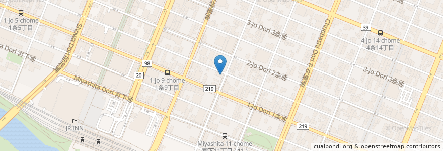 Mapa de ubicacion de USAGIYA旭川本店 en Japan, Präfektur Hokkaido, 上川総合振興局, 旭川市.