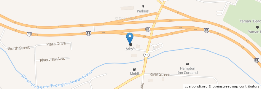 Mapa de ubicacion de Arby's en Amerika Syarikat, New York, Cortland County, Cortlandville Town, Cortland.