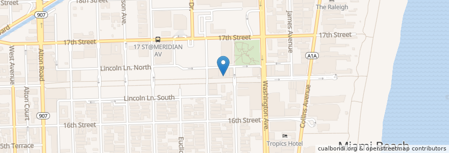 Mapa de ubicacion de Yogen Früz en Amerika Syarikat, Florida, Miami-Dade County, Miami Beach.