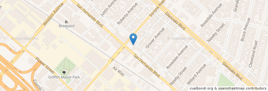 Mapa de ubicacion de Subway en Amerika Birleşik Devletleri, Kaliforniya, Los Angeles County, Glendale.