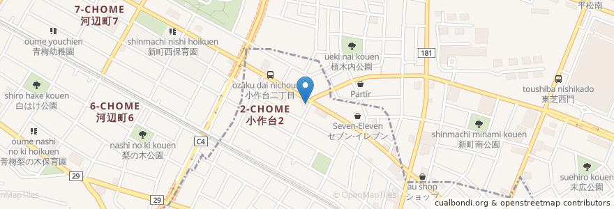 Mapa de ubicacion de わかくさ医院 en 日本, 東京都, 青梅市, 羽村市.