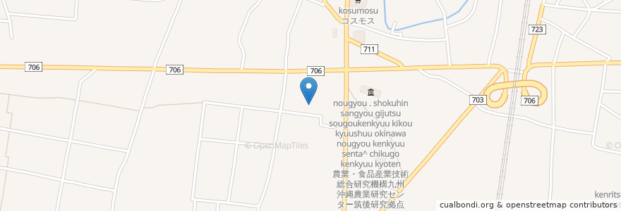 Mapa de ubicacion de 筑後市 en 일본, 후쿠오카현, 筑後市.