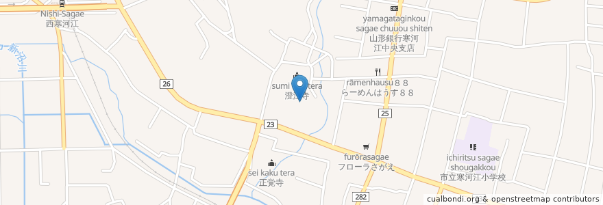 Mapa de ubicacion de 法泉寺 en 日本, 山形県, 寒河江市.