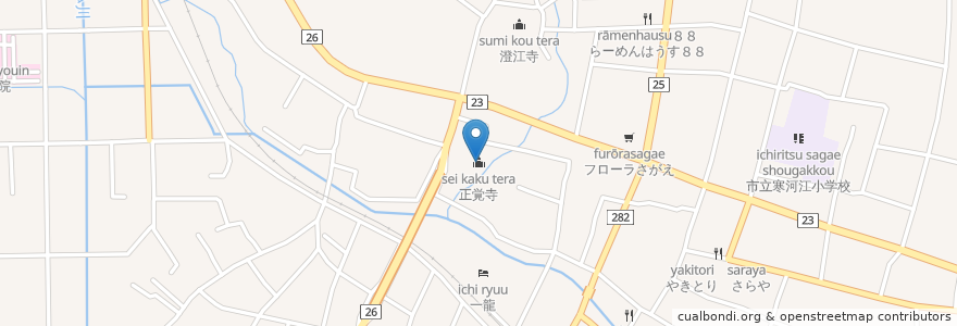 Mapa de ubicacion de 正覚寺 en 日本, 山形県, 寒河江市.