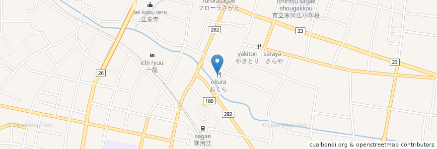 Mapa de ubicacion de おくら en Jepun, 山形県, 寒河江市.