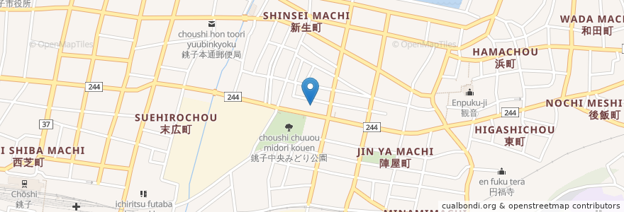 Mapa de ubicacion de 銚子麺屋　潮 en ژاپن, 千葉県, 銚子市.