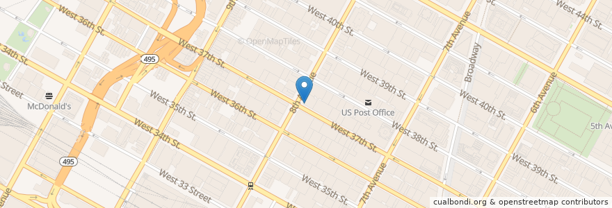 Mapa de ubicacion de Dunkin' Donuts en アメリカ合衆国, ニューヨーク州, New York, New York County, Manhattan, Manhattan Community Board 5, Manhattan Community Board 4.