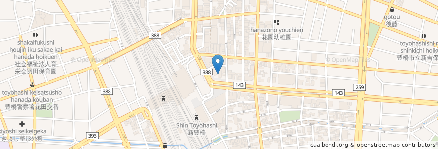 Mapa de ubicacion de 豊橋信用金庫豊橋駅前ATMコーナー en Japon, Préfecture D'Aichi, Toyohashi.