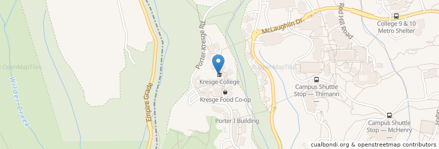 Mapa de ubicacion de Kresge College en アメリカ合衆国, カリフォルニア州, Santa Cruz County, Santa Cruz.