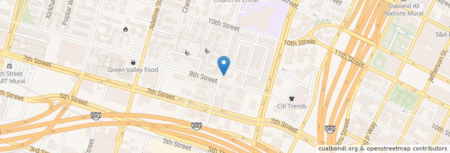 Mapa de ubicacion de Baker Atkins Mortuary en United States, California, Alameda County, Oakland.