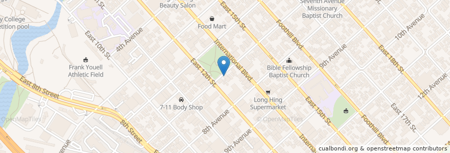 Mapa de ubicacion de Huong Que Cafe en United States, California, Alameda County, Oakland.