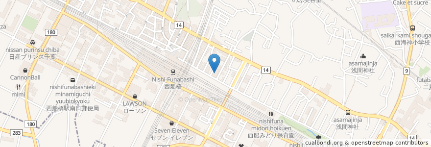 Mapa de ubicacion de Aland en 日本, 千葉県, 船橋市.