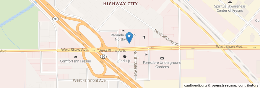 Mapa de ubicacion de McDonald's en Vereinigte Staaten Von Amerika, Kalifornien, Fresno County, Fresno.