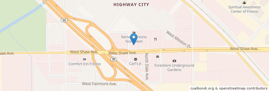 Mapa de ubicacion de Chevron en Соединённые Штаты Америки, Калифорния, Fresno County, Fresno.