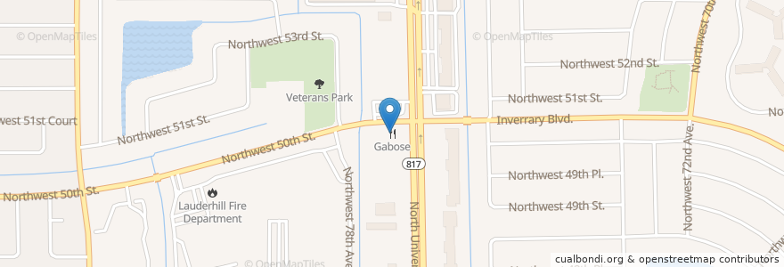 Mapa de ubicacion de Gabose en Amerika Birleşik Devletleri, Florida, Broward County, Lauderhill.